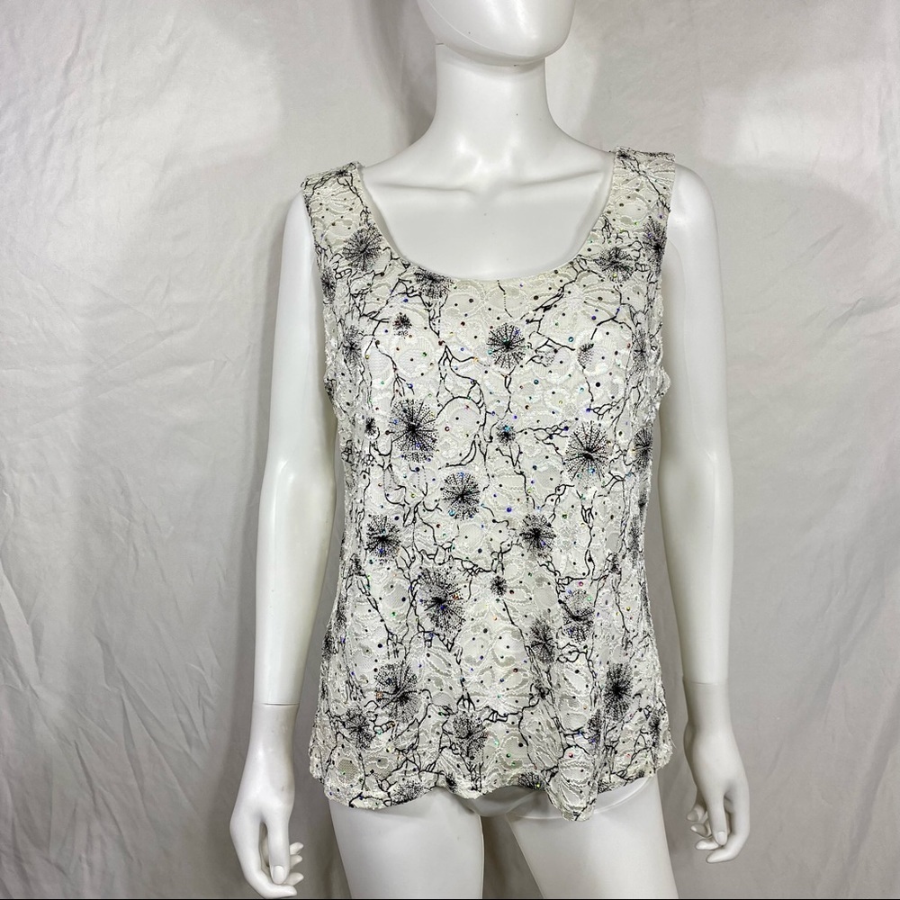 R&M Richards 2PC Rhinestone & Lace Sleeveless Special Event Top & Jacket - Picture 7 of 14